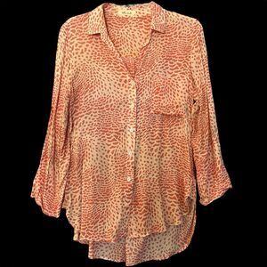 Bella Dahl Animal Print Tunic Top Womens M Mob Wife Fun Career Office Blouse USA